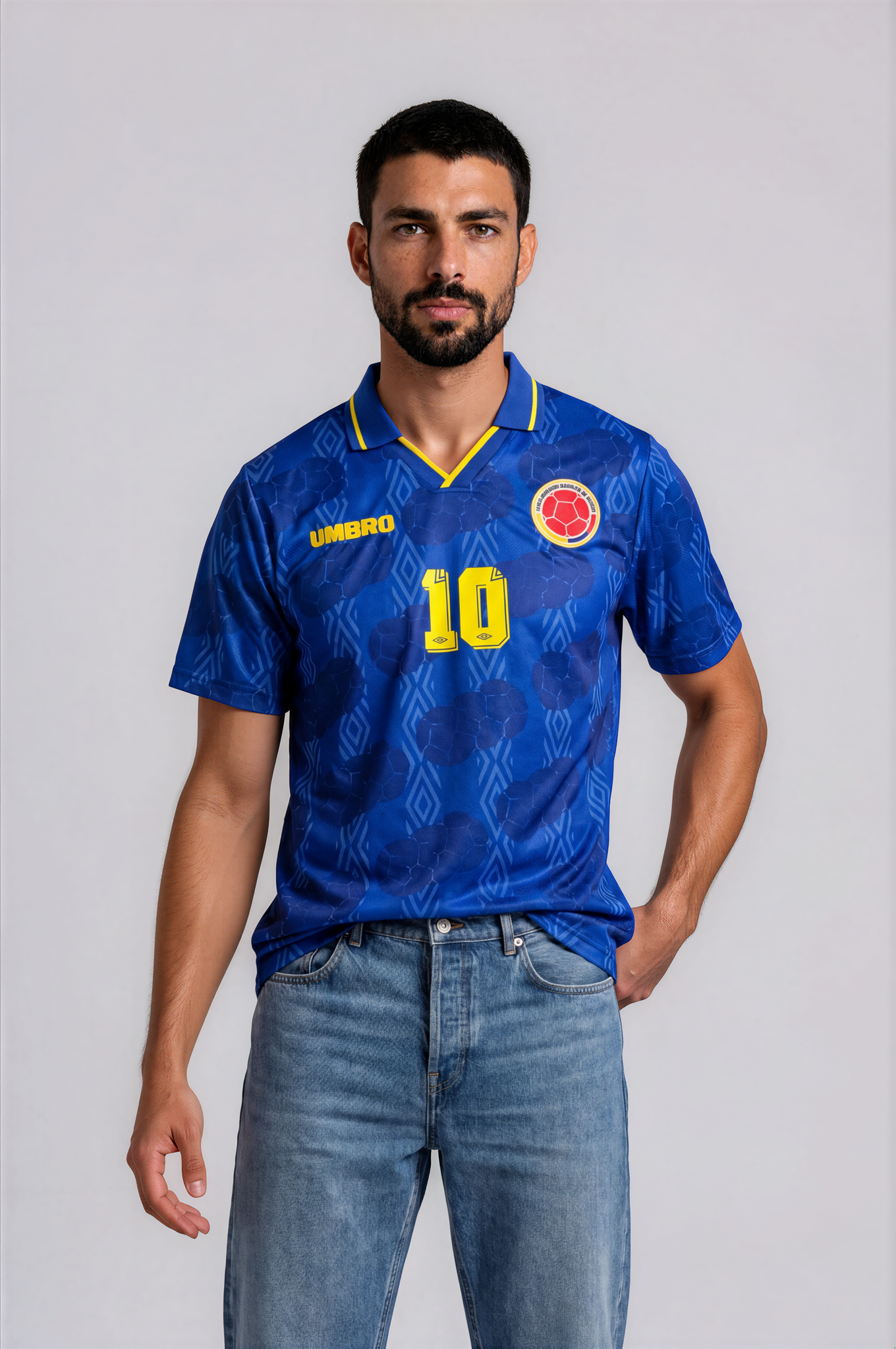 Camiseta Retro Azul Colombia - Hombre