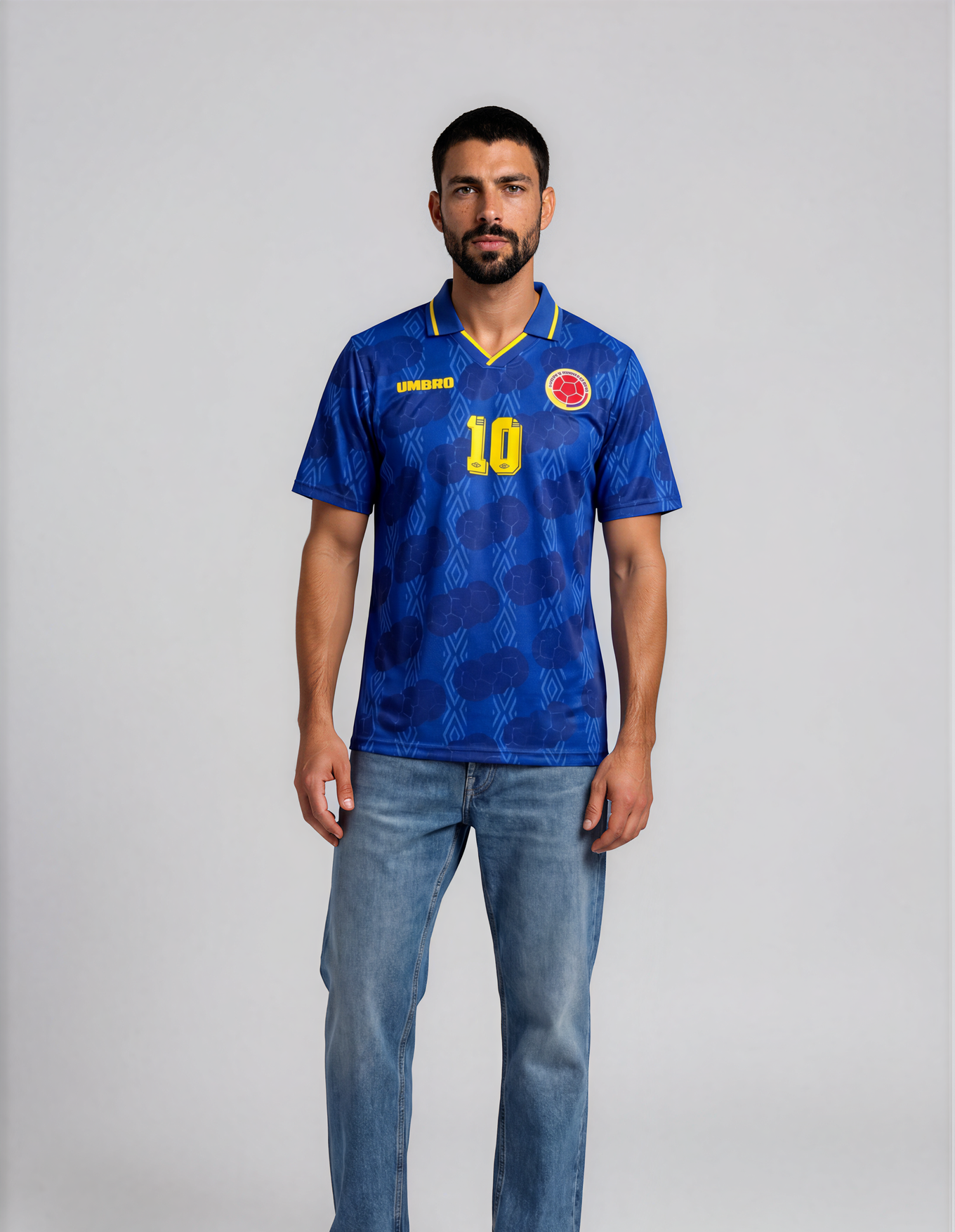 Camiseta Retro Azul Colombia - Hombre