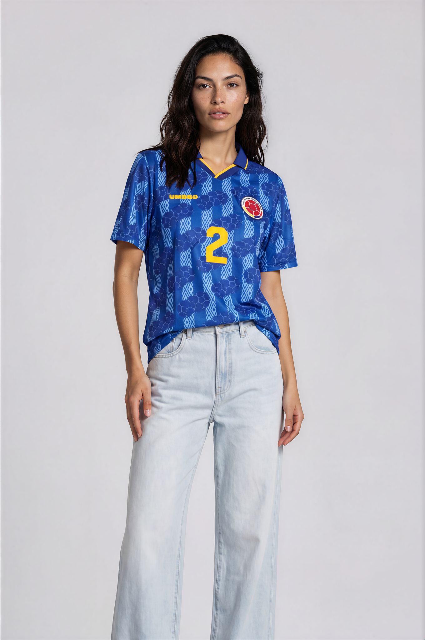 Camiseta Retro Azul 94 Colombia - Mujer